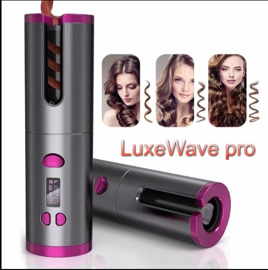 LuxeWave Pro-Modelador de cabelo automático sem fio com bateria recarregável