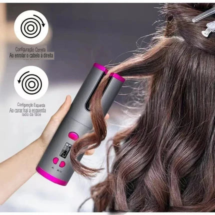 LuxeWave Pro-Modelador de cabelo automático sem fio com bateria recarregável