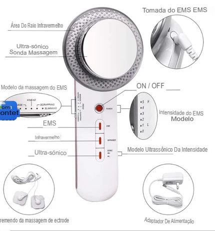 UltraTone Max-Massageador Corporal Elétrico Ultrassom 3em1.