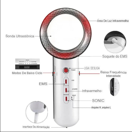 UltraTone Max-Massageador Corporal Elétrico Ultrassom 3em1.