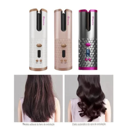 LuxeWave Pro-Modelador de cabelo automático sem fio com bateria recarregável